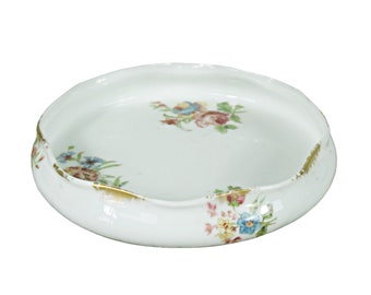 Antique Limoges French GDA China Trinket Jewelry Dish White, hand painted Flowers, Gold Trim Ring Dish, Pink Red Rose Jewelry Storage AS215