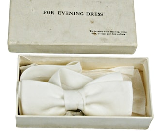 Vintage Antique Mens White Bow Tie and box Evening Dress vintage men's wear The Gilded Age collectible OOAK