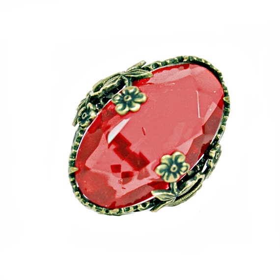 Antique Victorian Red Pink Stone Ring pinky ring … - image 1