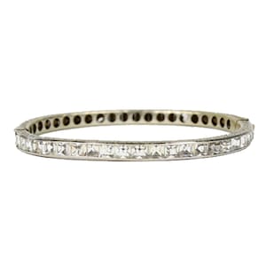 Vintage Art Deco Sterling Silver Rhinestone Bangle Bracelet