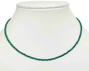 Genuine Faceted Green Jade Necklace, Minimalist 16" necklace, Valentines, Birthday, Christmas,  N6337