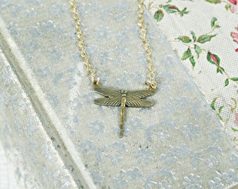 Vintage Tiny Dragonfly Necklace  N6017