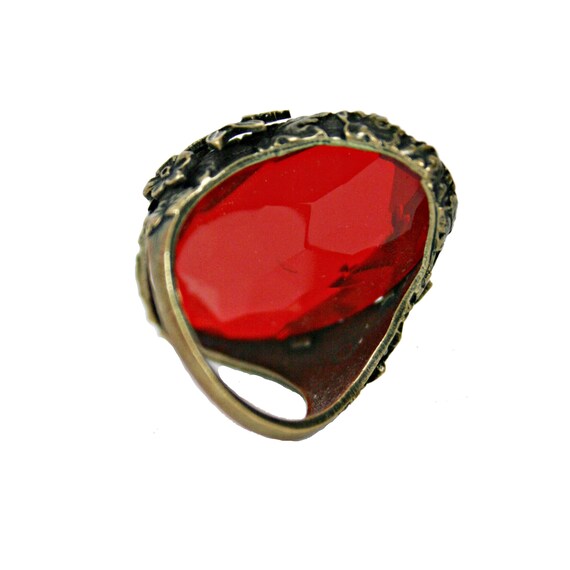 Antique Victorian Red Pink Stone Ring pinky ring … - image 2