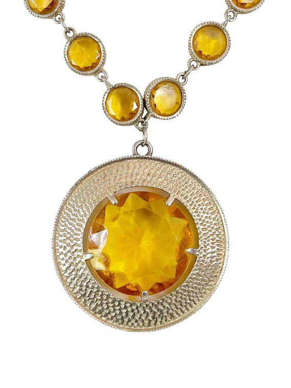Vintage Topaz Crystal Pendant Necklace, Estate ne… - image 2