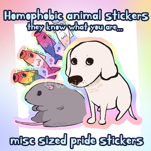 Pride (?) dierenstickers | Homofobe hond | Homofobe rat | Pride Flag Fish | Memestickers