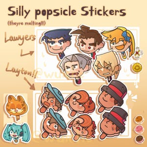 SchmelzAnwälte | Dumme Eis am Stil Aufkleber | Ace Attorney | Professor Layton | Miku & Garfield