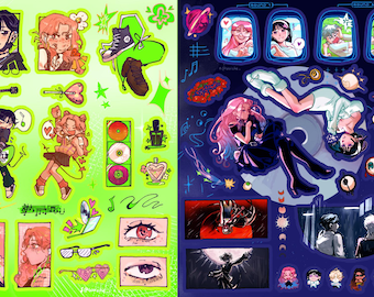Yuri condenado y verde / Alien Stage (MiziSua) / TGSWIIWAGAA (MitsuAya) / Hoja de pegatinas laminadas grandes