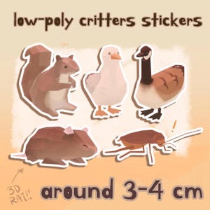 Low Poly Animal Stickers & More | Original Art | Cute gift for artists | Food | DND | Animals