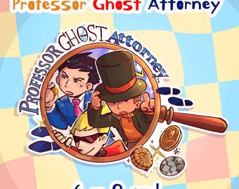Pegatina del Profesor Fantasma Abogado / Profesor Layton / Truco Fantasma / Ace Attorney