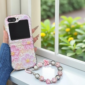 Custodia rigida con motivo floreale per Samsung Galaxy Z Flip 3, 4, 5, 6 – Custodia pieghevole anticaduta dipinta