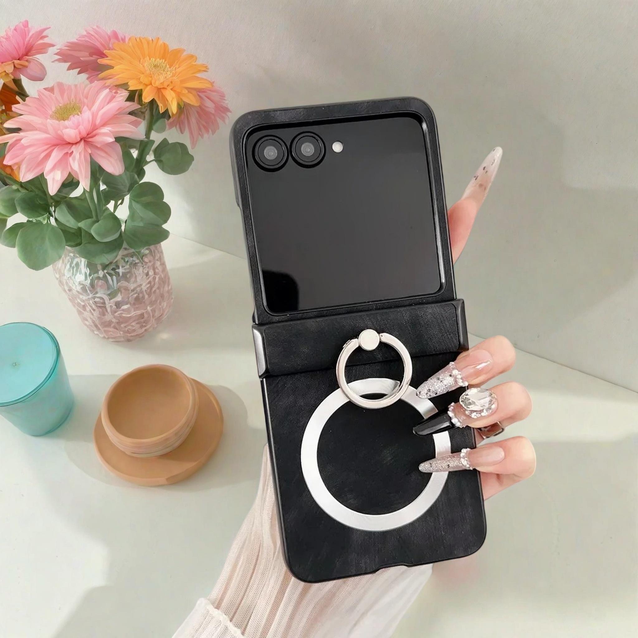リングケース【リングあり】 Magnetic Leather Ring Case – Frosted Splicing Flip Cover - Etsy
