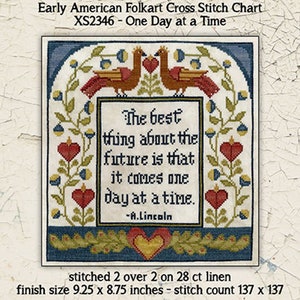 Een dag per keer XS2346 Teresa Kogut vroeg-Amerikaanse Folkart Cross Stitch Chart Paper Patroon