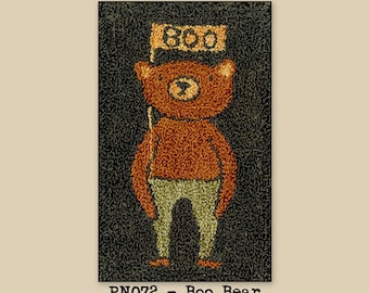 Boo Bear PN072 Halloween Teresa Kogut Punch Needle Punchneedle Embroidery Pattern
