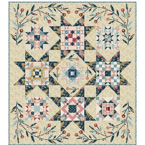 Super Bloom BOM Stars Floral Applique Laundry Basket Quilt Pattern