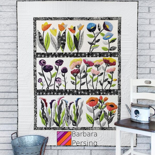 Bliss Garden Floral Barbara Persing Applique Quilt Pattern Bloc complet du mois