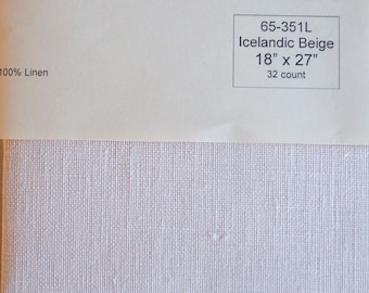 Wichelt Permin 100% Linen Icelandic Beige 32 Ct 18&quot; x 27&quot; Cross Stitch Fabric 65-351L