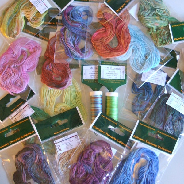 Hand Painted Mouline 6 Strand Cotton Painters Threads Tentakulum Germany - Choose Color Reds/Golds/Green/Purple