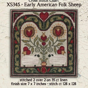 Early American Folk Art Sheep XS2345 Teresa Kogut geteld Cross Stitch Chart Paper Patroon