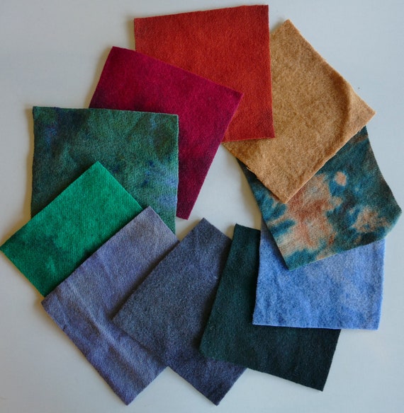 10 Pack of 100 Wool Felt Squares 41/2 Assorted Colors Etsy