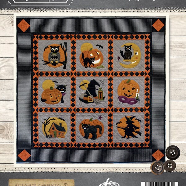 Halloween Gatherings Woolen BOM Fall Buttermilk Basin Pattern Quilt