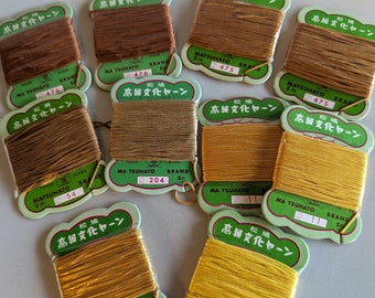 10 Bunka Thread Rayon Matsuhato Brands Japanese Vintage Gold Yellow