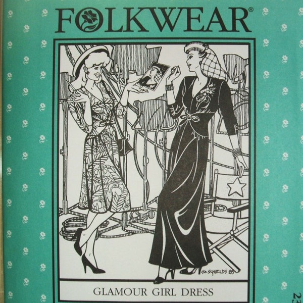 Folkwear 233 Glamour Girl Dress 1930's 1940's Hollywood Sewing Costume Pattern