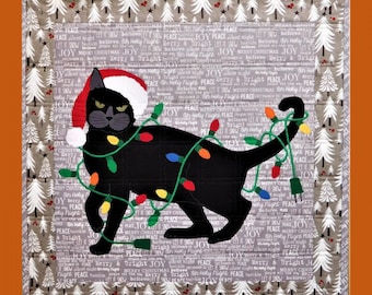 Yuletide Tangle Christmas Kitty Cat Trouble & Boo Wallhanging Quilt Pattern