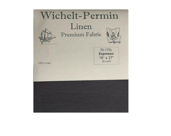 Wichelt Permin 100% Linen Espresso 28 Ct 18" x 27" Cross Stitch Fabric 76-175L