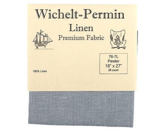 Wichelt Permin 100% Linen Pewter 28 Ct 18" x 27" Cross Stitch Fabric 76-7L