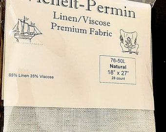 Wichelt Permin Linen Viscose Natural 28 Ct 18" x 27" Cross Stitch Fabric 76-50L