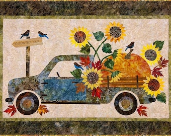 Country Fair Truck Pumpkin Sunflowers Laundry Basket Applique Quilt Pattern