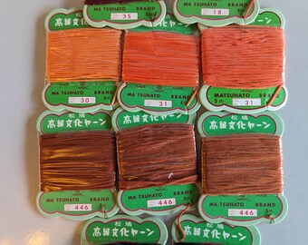 10 Bunka Thread Rayon Matsuhato Brands Japanese Vintage Orange Rust Black