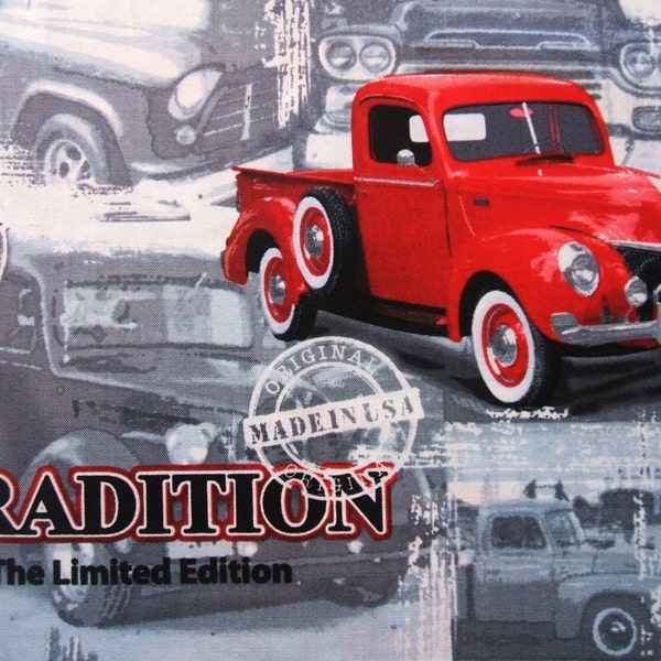 Classic Red Pick Up Truck Car Timeless Treasures Americana Fabric Yard