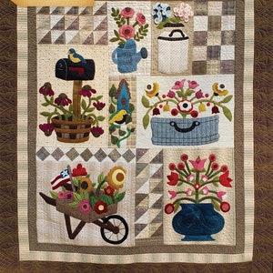 Glory Days Garden Floral Sew Cherished Folk Art Applique Quilt Pattern SCH149