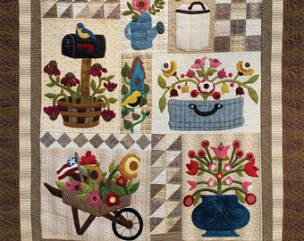 Glory Days Garden Floral Sew Cherished Folk Art Applique Quilt Pattern SCH149