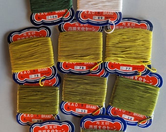 10 Bunka Thread Rayon Kao Brand Japanese Vintage Green