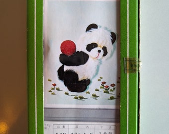 Matsuhato Bunka 243 Panda Fluffy Japanese Punch Vintage Embroidery Kit Size 3