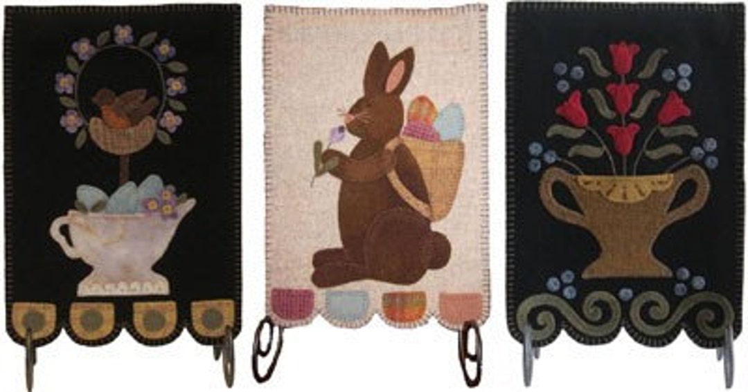 Spring Banners Rabbit Easter LAS910 Wool Quilt Pattern Lily Anna ...