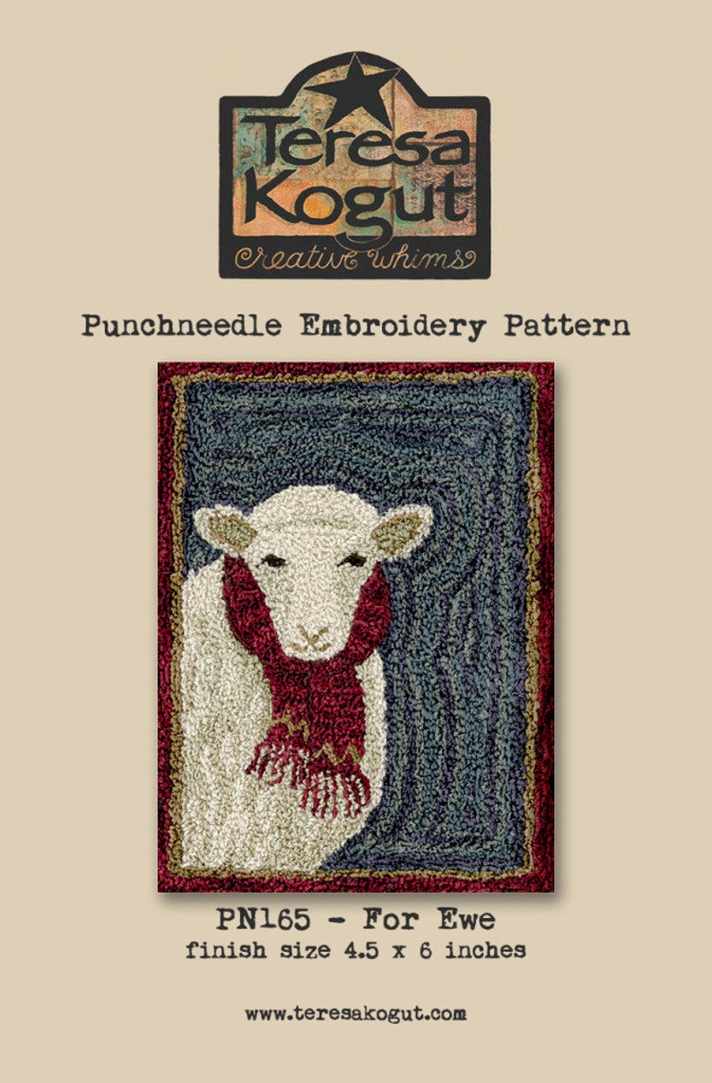 For Ewe PN165 Sheep Punchneedle Punch Needle Embroidery Teresa Kogut Pattern