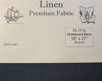 Wichelt Permin 100% Linen Chalkboard Black 28 Ct 18&quot; x 27&quot; Cross Stitch Fabric