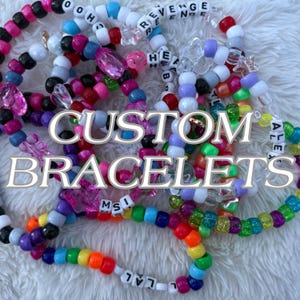 Custom beaded bracelets for friends, partners, family, pets, fandom, and more!