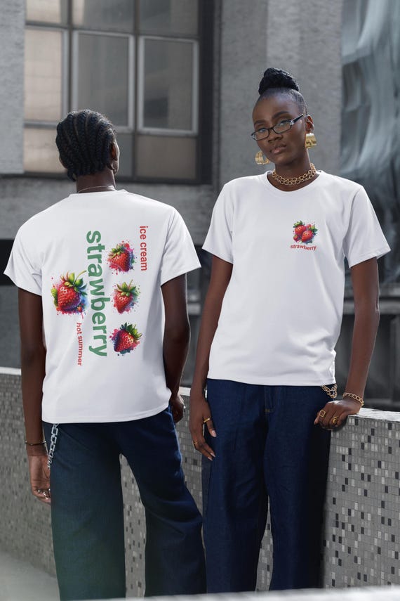 Vibrant Strawberry Summer Tee, Retro Ice Cream Shirt, Unisex Fruit Apparel,fruit lover gift,vibrant tshirt Cute Fruit Tee Unique Gift Idea