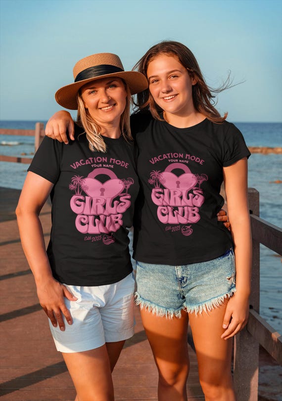 Girls Club Vacation T-Shirt - Personalized Bachelorette Party Tee, Tropical Girls Trip Shirt, Unisex Softstyle Top, Beach Trip Gift, Group