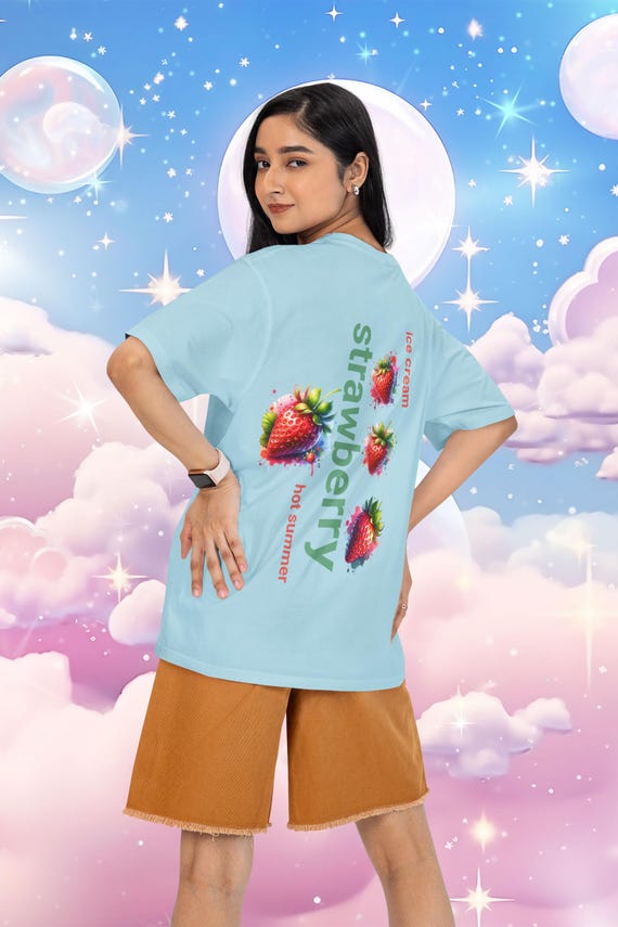 Vibrant Strawberry Summer Tee, Retro Ice Cream Shirt, Unisex Fruit Apparel,fruit lover gift,vibrant tshirt Cute Fruit Tee Unique Gift Idea