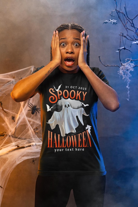 Ghost Graphic Tee, Halloween Apparel, Spooky Halloween Costume T-Shirt, Fall Fashion Unisex Jersey Short Sleeve Tee, Personalize