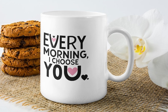 Minimal Love Coffee Cup -Every Morning I Wake Up Yawning Mug | Ceramic Coffee Cup