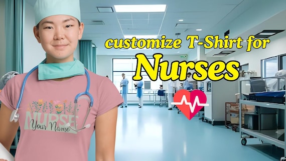 Personalized Nurse T-Shirt for Women - Custom Name Floral Shirt for Nurses - Gift for RN, LPN, Healthcare Workers, Nurse Appreciation
