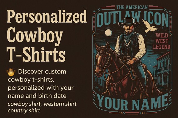 Outlaw Icon Custom T-Shirt, Unisex Graphic Tee, Personalized Gift, Cowboy Theme Apparel, Unique Birthday Present