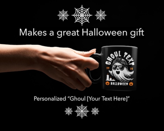 Custom Ghoul Halloween Mug – Personalized “Ghoul [Your Text Here]” Coffee Cup, Funny Halloween Gift for Women, Retro Spooky Mug 2025