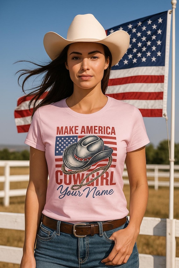 Make America Cowgirl T-Shirt, Western Shirt, Patriotic Tee, Country Style Apparel, Unisex Graphic Top, Personalized Gift